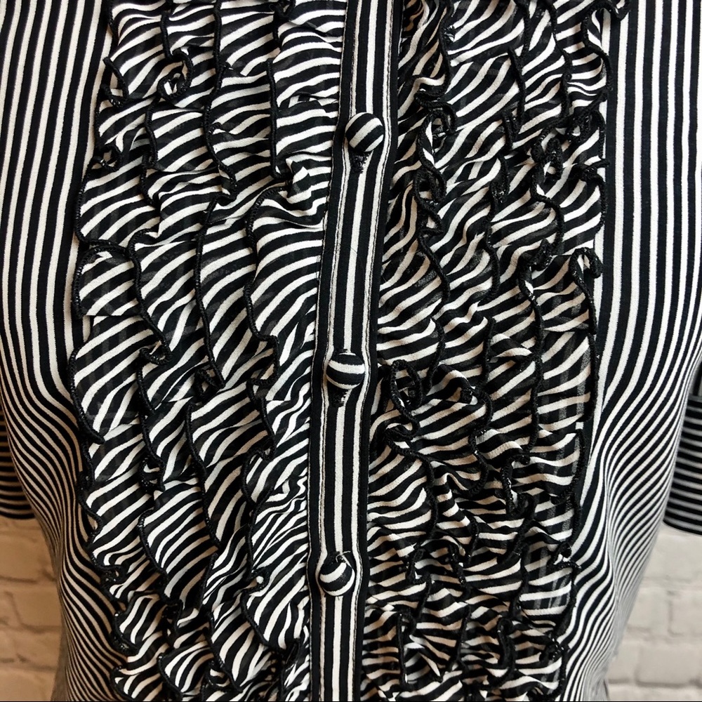 Anne Klein Striped Ruffle Front Blouse - Picture 4 of 6